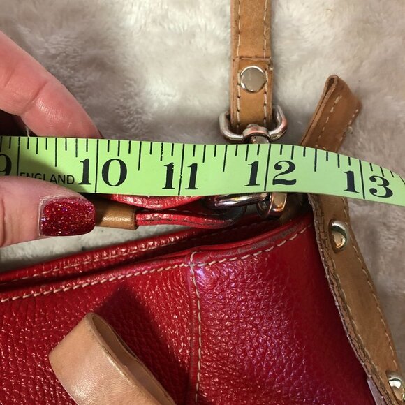 I Medici Firenze Italian Pebbled Leather Red & Tan Crossbody Shoulder Bag Purse - Picture 11 of 16